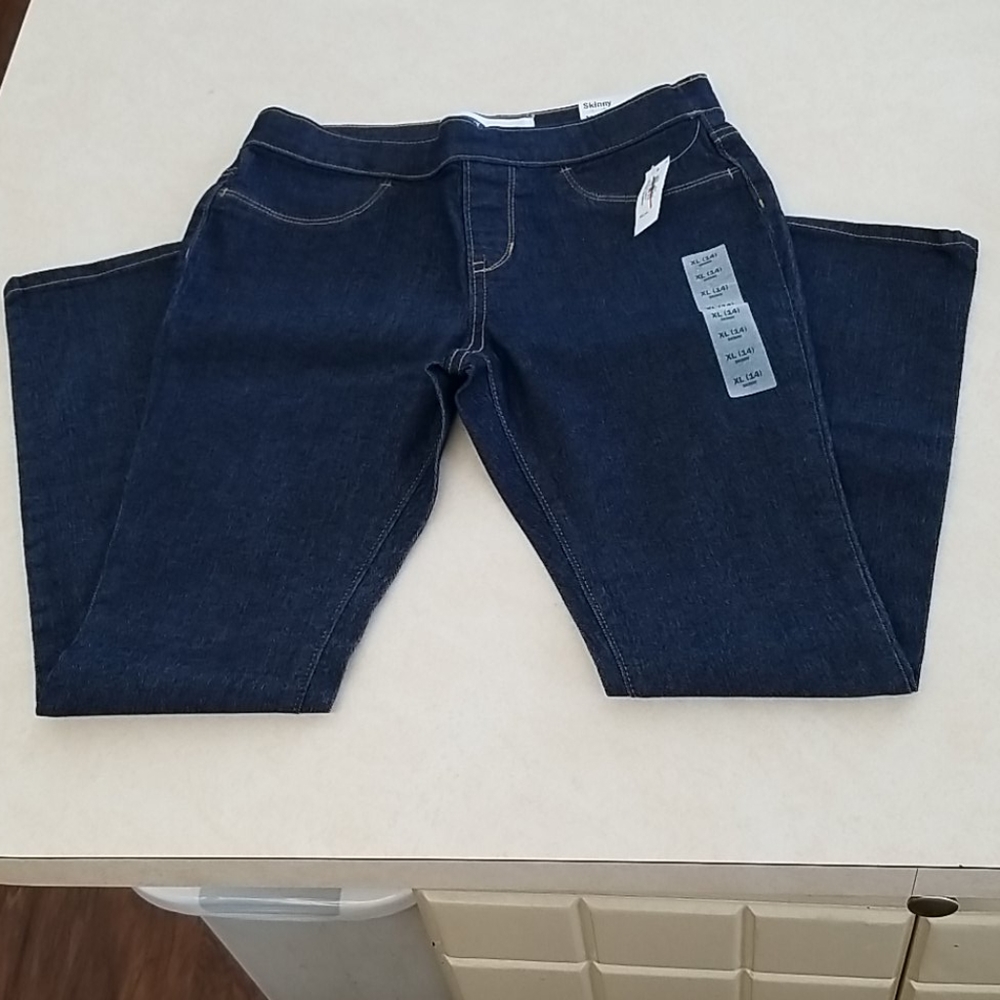 Old Navy Girls Skinny Jeans XL 14 Dark Wash Blue Pull On Jeggings Stretch NWT